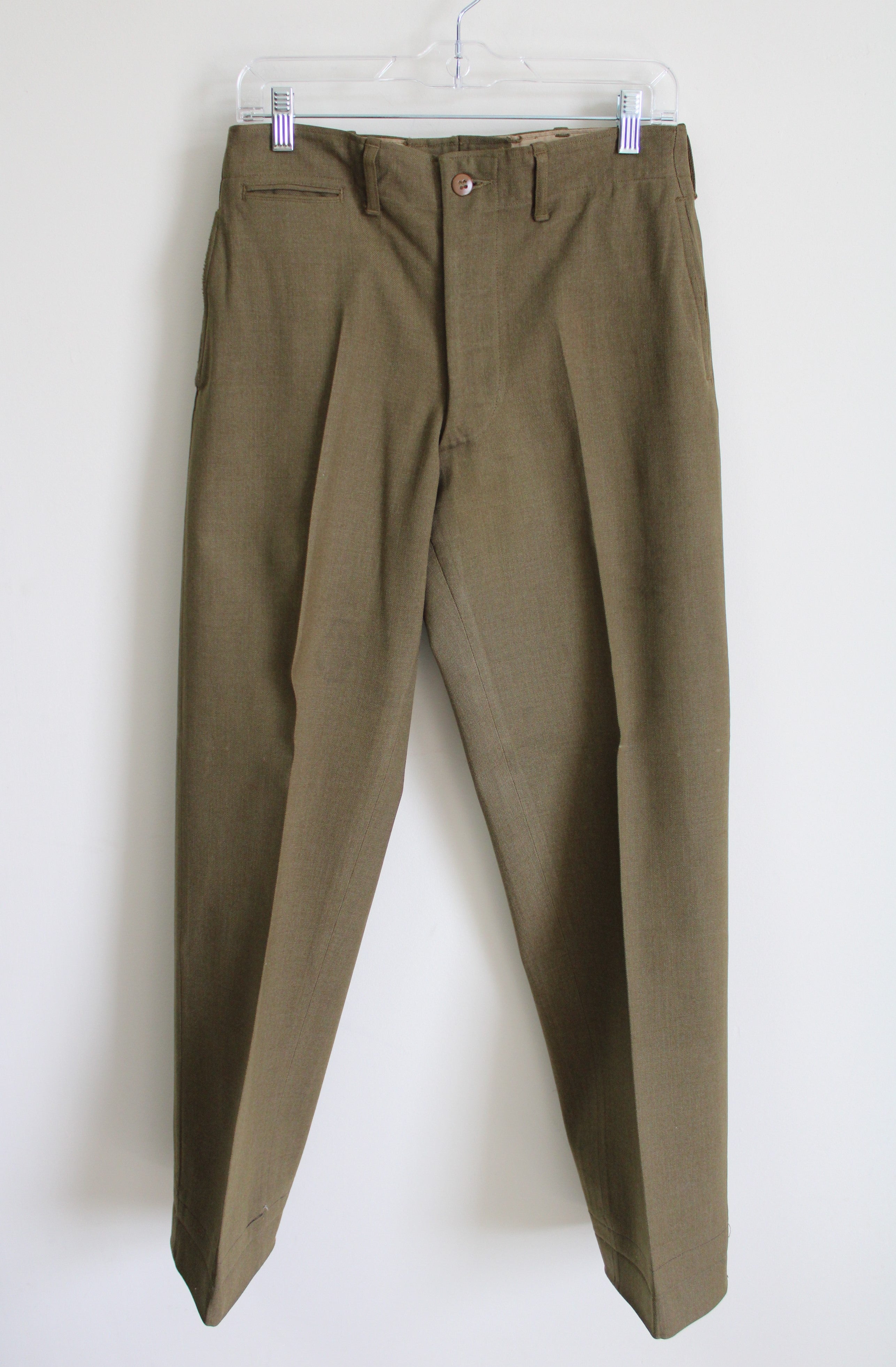 Vintage US Military Wool Olive Serge Pants | 32