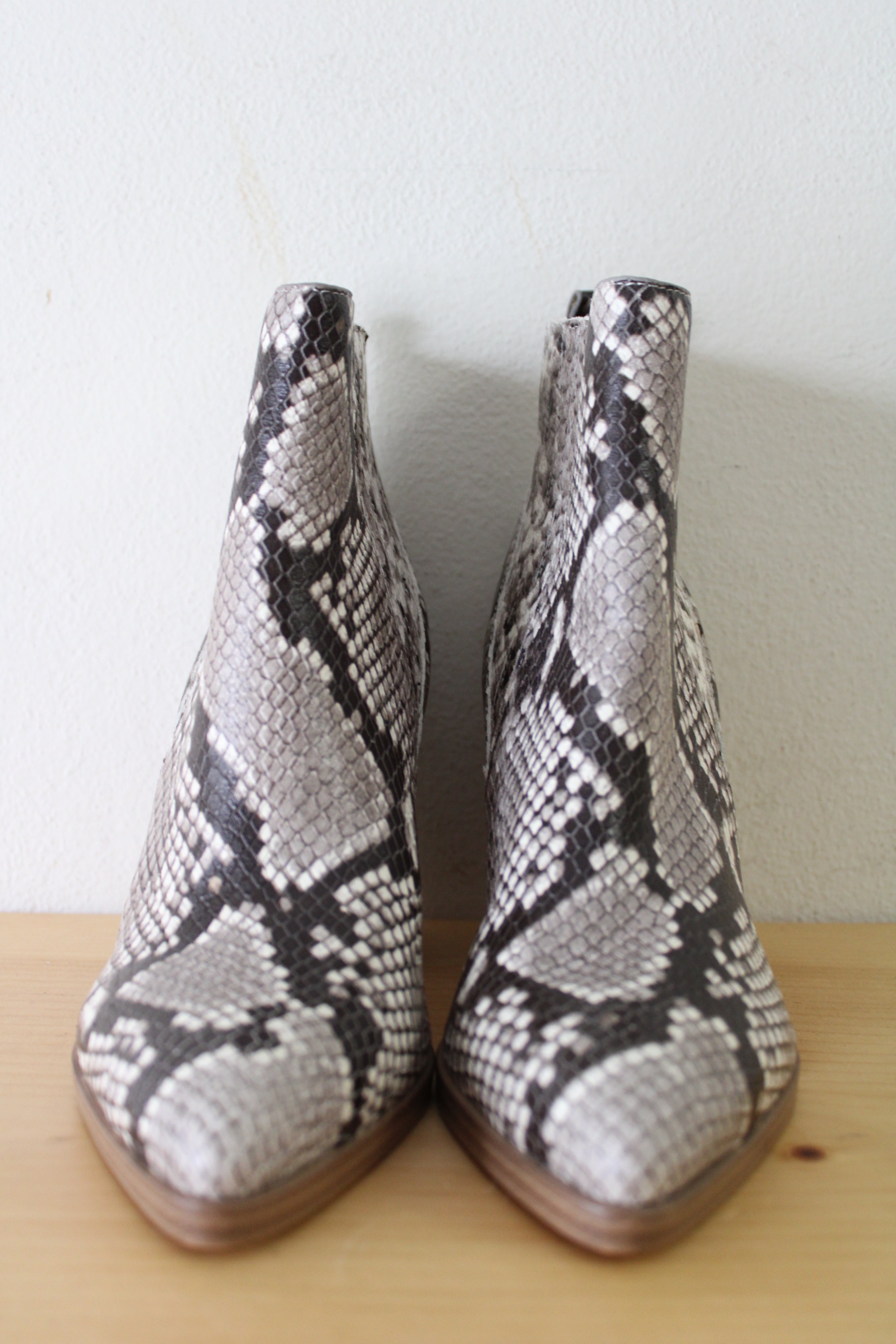 Marc Fisher Snakeskin Jerica Stretch Ankle Sock Boots | Size 7