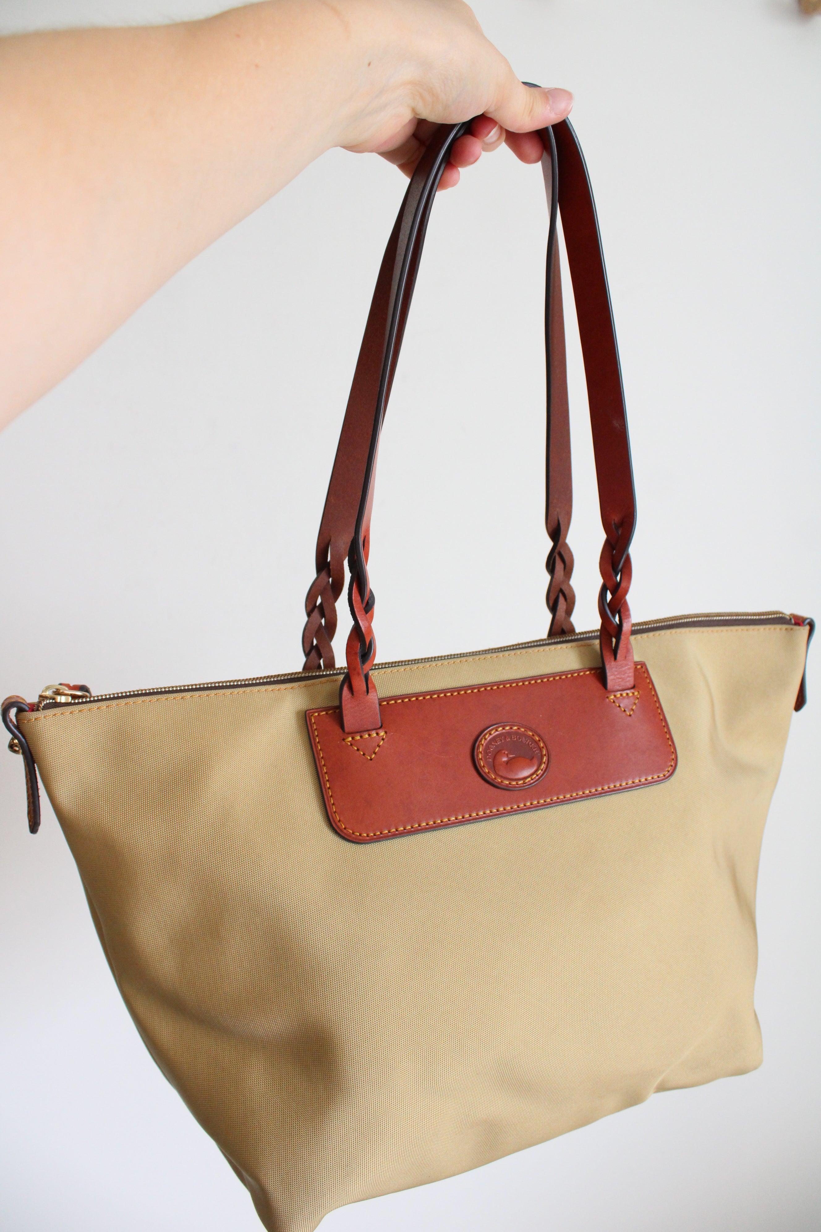 Dooney Bourke Nylon Shopper Tan Tote Purse Jubilee Thrift