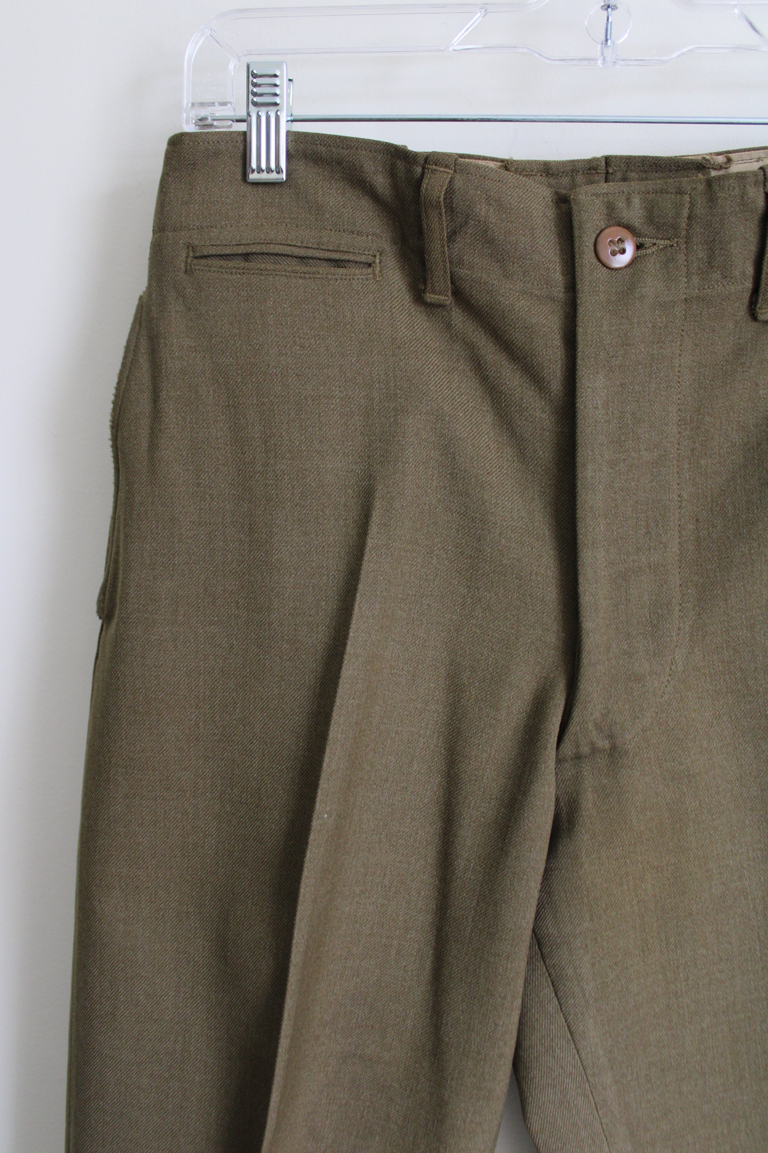 Vintage US Military Wool Olive Serge Pants | 32