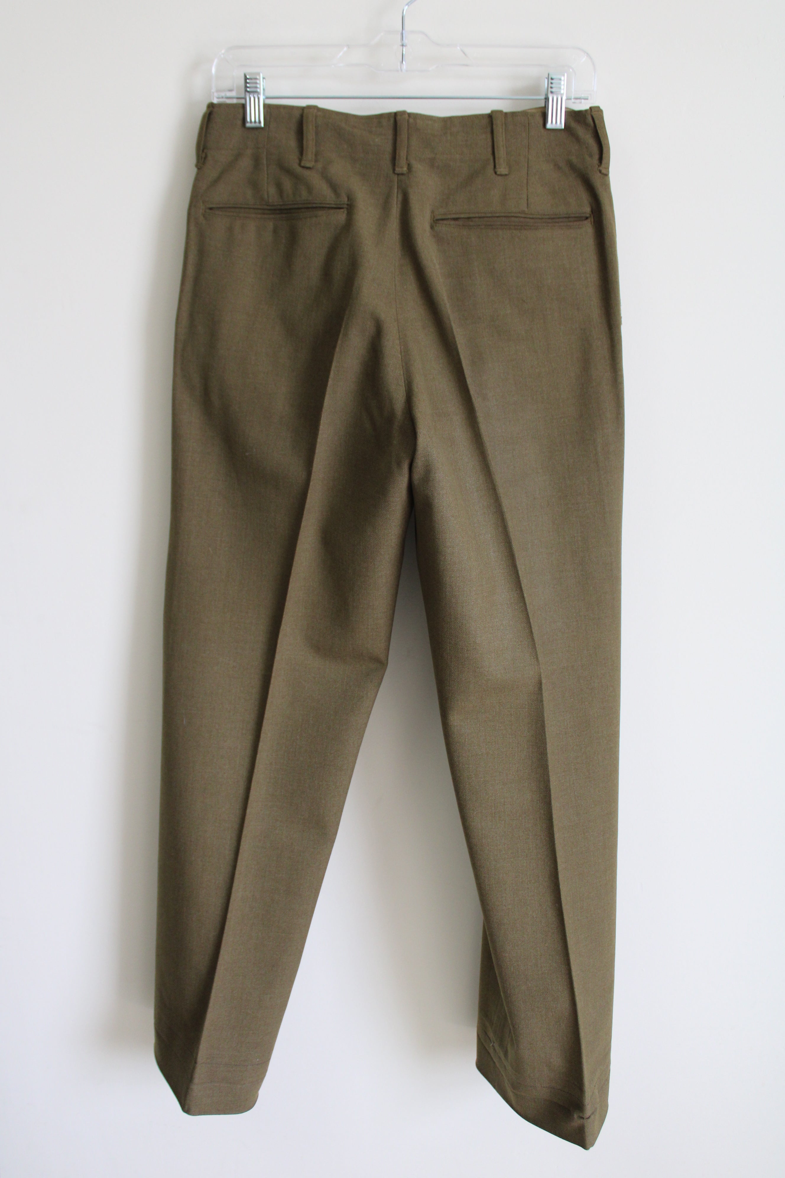 Vintage US Military Wool Olive Serge Pants | 32