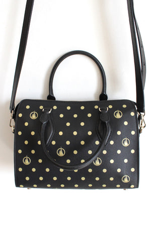 Disney X Kate Spade Black Gold Castle Embossed Crossbody Satchel Purse