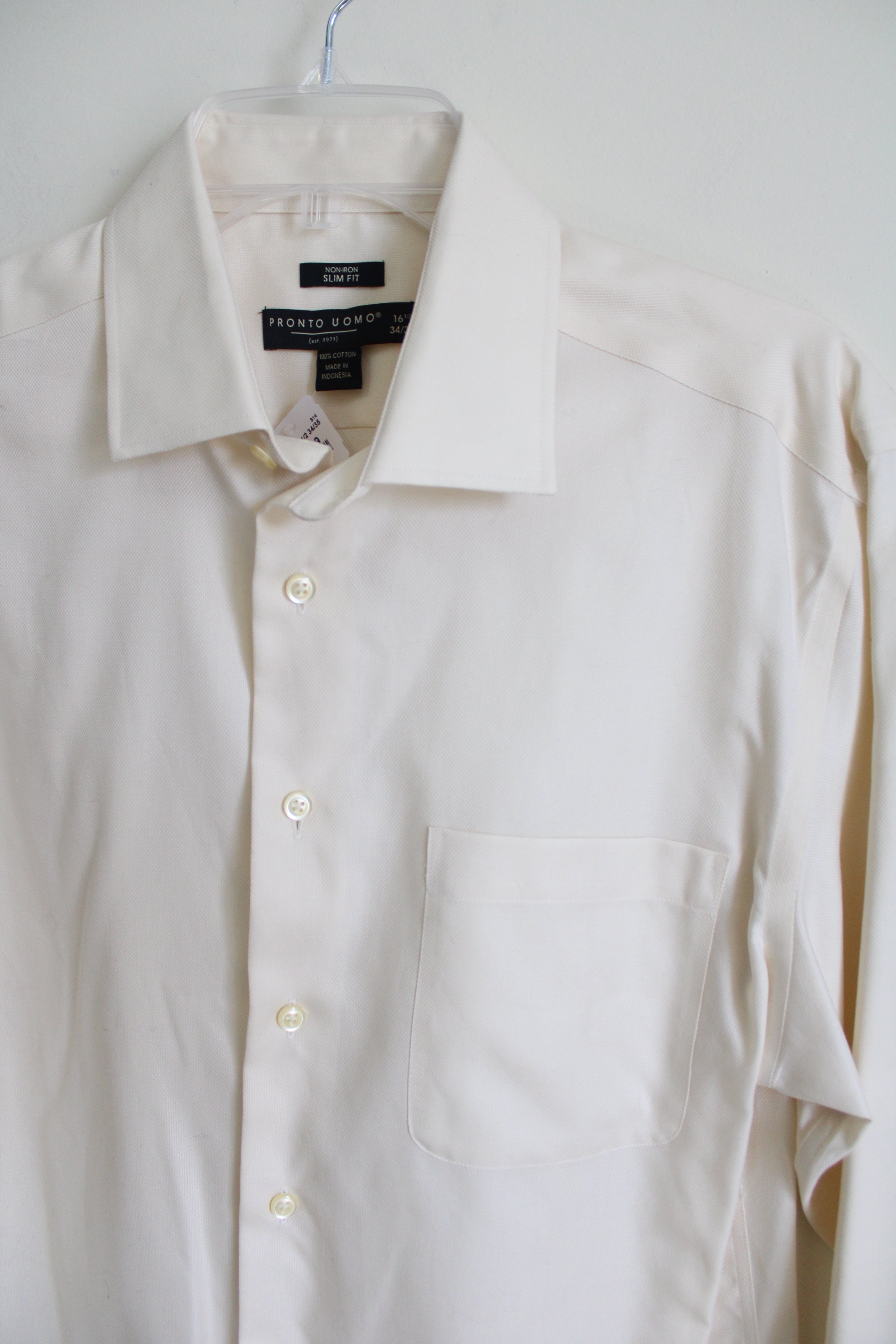 NEW Pronto Uomo Slim Fit Cream Button Down Shirt | 16 1/2 - 34/35 – Jubilee  Thrift