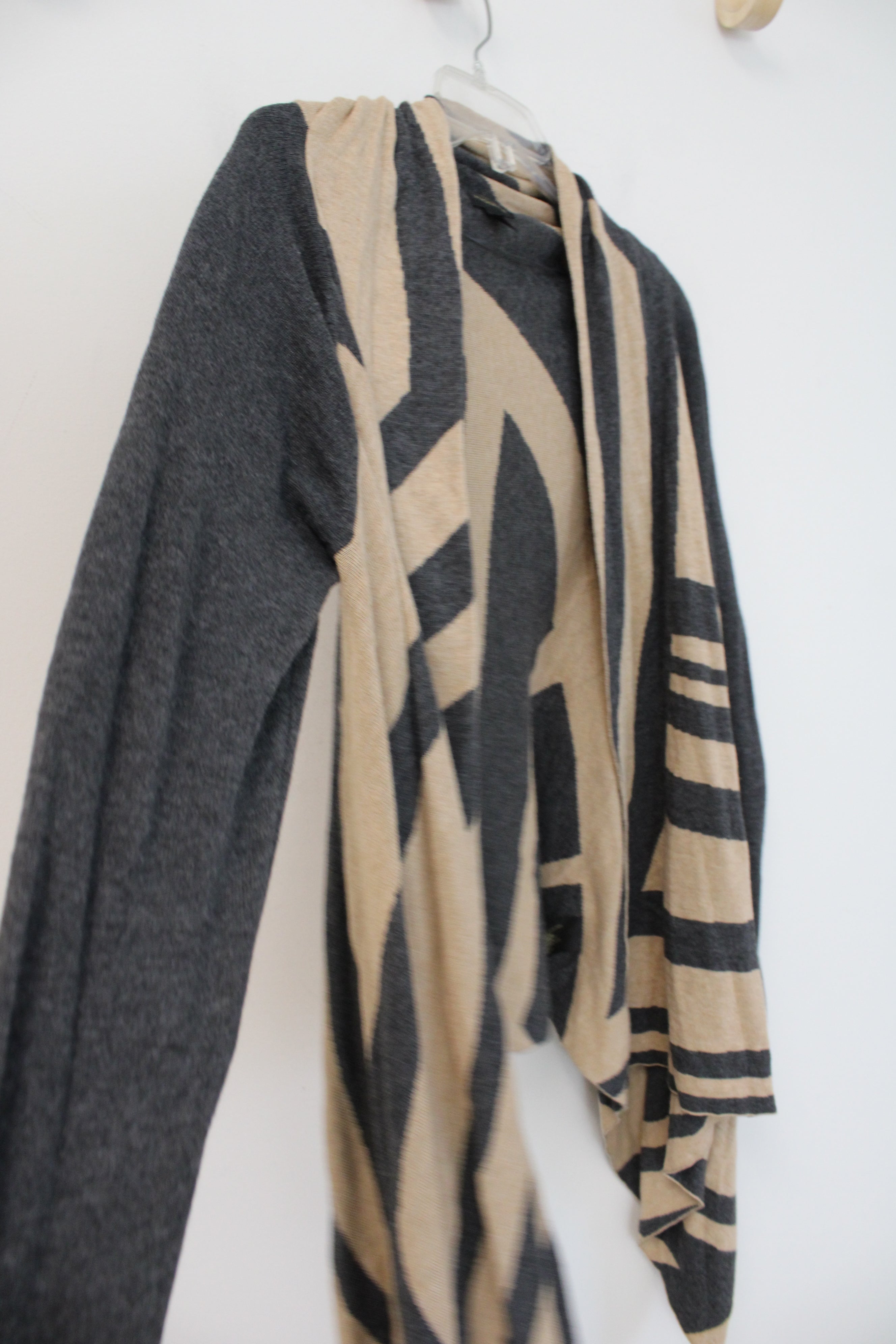 NEW Worthington Gray Tan Knit Patterned Cardigan | S