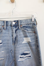 Aero High Rise Distressed Mini Denim Skirt | 00