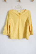 Rafaella Yellow Lace Bell Sleeve Top | S Petite