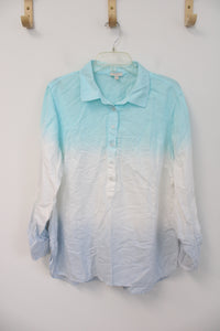 Talbots Blue Ombre Button Down Linen Shirt | XL