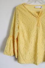 Rafaella Yellow Lace Bell Sleeve Top | S Petite