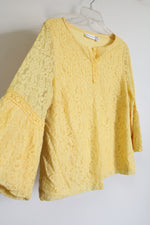 Rafaella Yellow Lace Bell Sleeve Top | S Petite