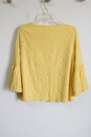 Rafaella Yellow Lace Bell Sleeve Top | S Petite