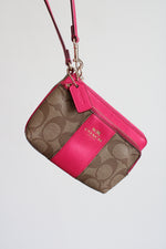 Coach Pink & Brown Corner Zip Wristlet