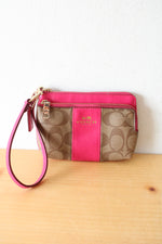 Coach Pink & Brown Corner Zip Wristlet