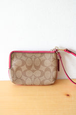 Coach Pink & Brown Corner Zip Wristlet