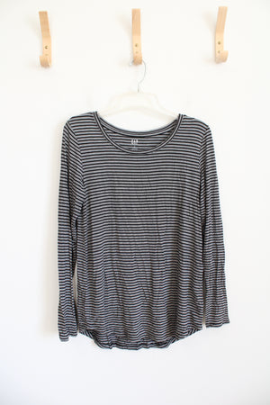 Gap Luxe T Black & White Striped Long Sleeved Top | S