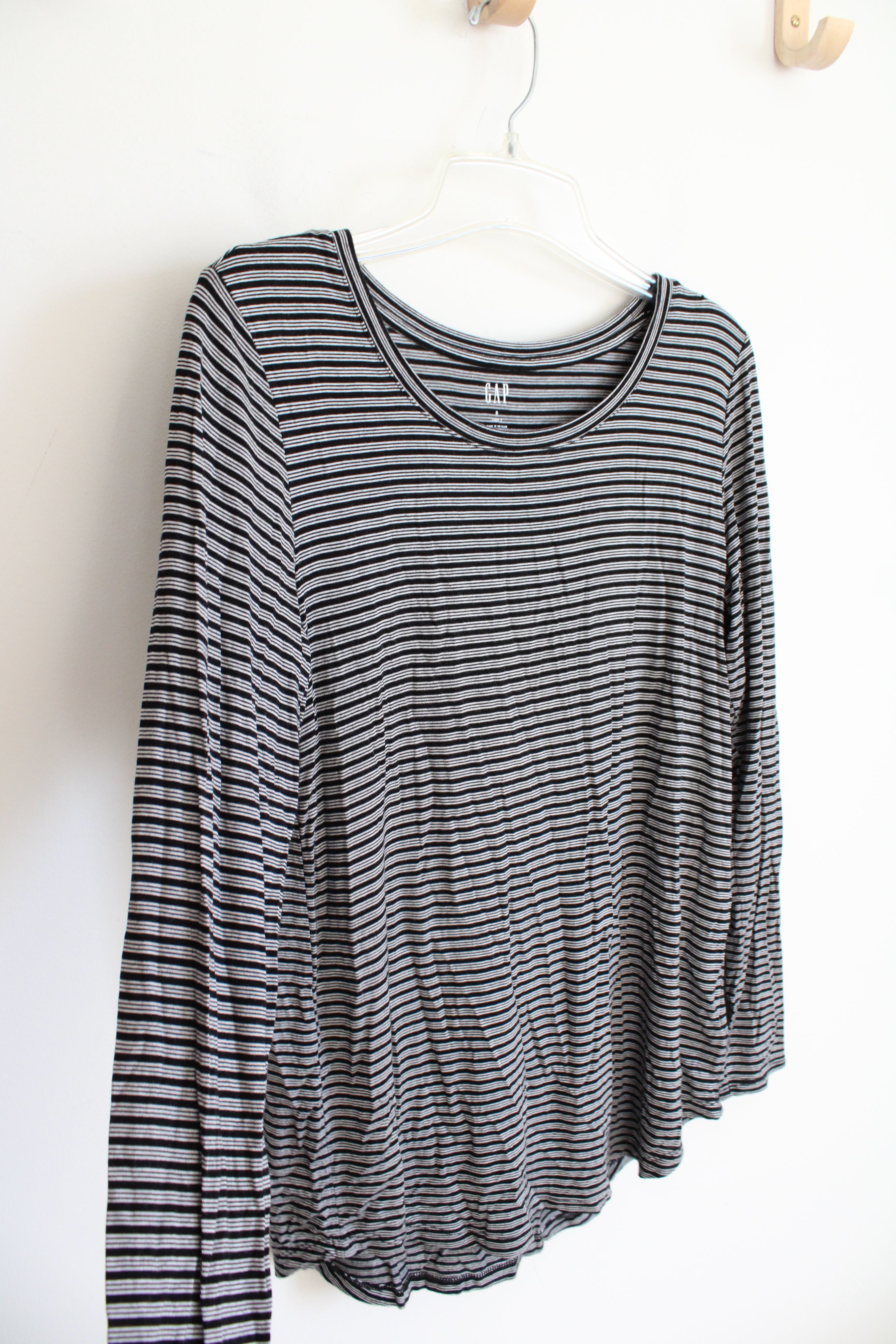 Gap Luxe T Black & White Striped Long Sleeved Top | S