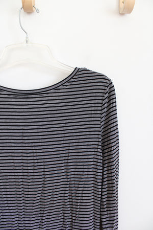 Gap Luxe T Black & White Striped Long Sleeved Top | S