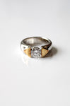 Two-Toned Crystal Solitaire Ring | Size 6.5