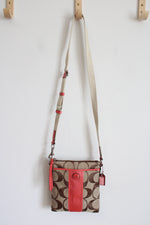 Coach Legacy Tan & Coral Pink Monogram Crossbody Purse