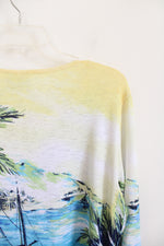 Alfred Dunner Blue & Yellow Sailboat Island Scene Top | M Petite