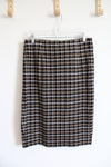 J. Jill Black & Tan Plaid Knit Ponte Pencil Skirt | S Petite