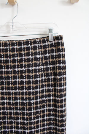 J. Jill Black & Tan Plaid Knit Ponte Pencil Skirt | S Petite