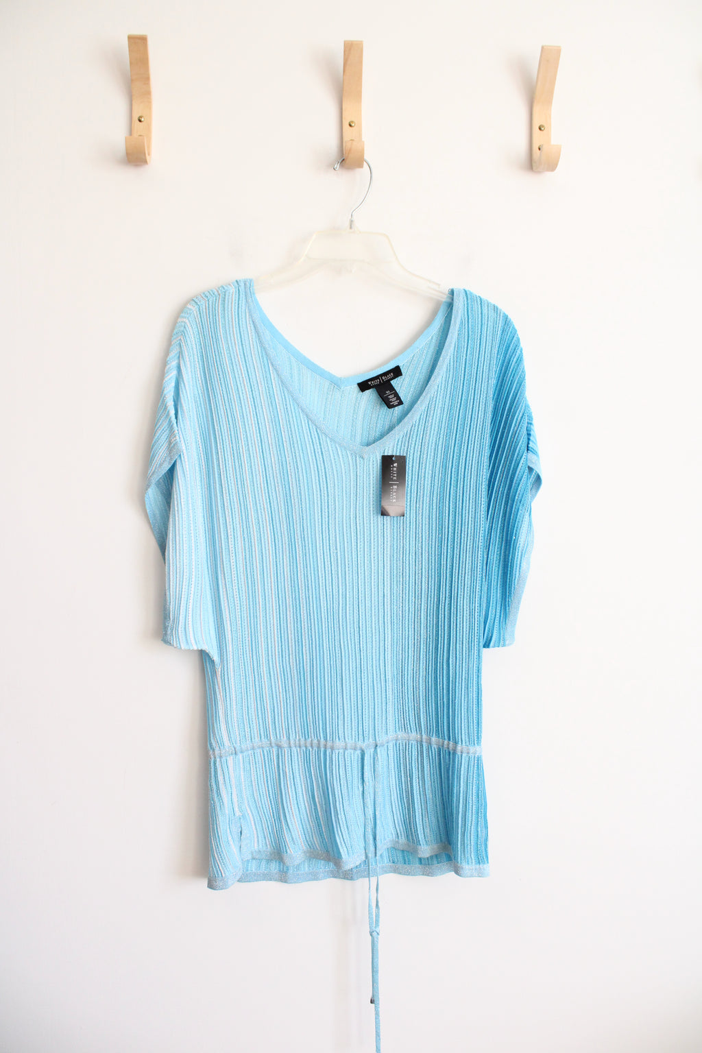NEW White House Black Market Blue Shimmer Cinch Waist Top | XS
