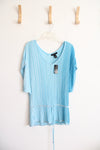 NEW White House Black Market Blue Shimmer Cinch Waist Top | XS