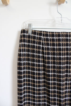 J. Jill Black & Tan Plaid Knit Ponte Pencil Skirt | S Petite