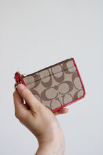 Coach Red Tan Monogram Mini Wallet