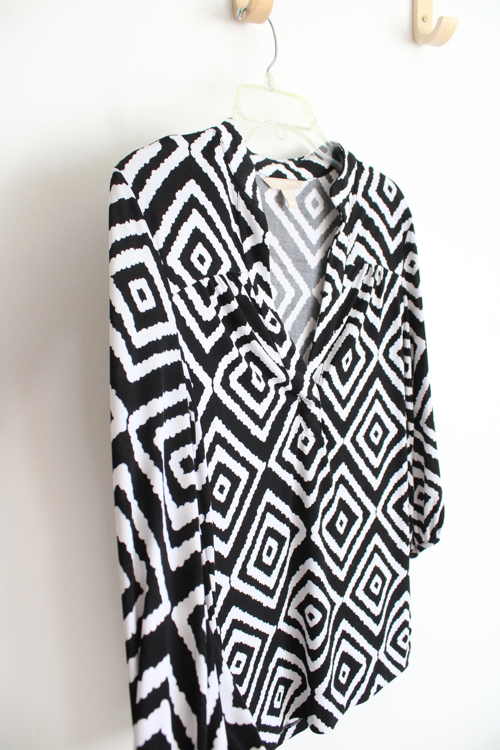 Banana Republic Black & White Square Patterned Top | S