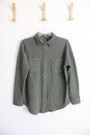 Mondetta Sage Green Fleece Button Down Top | S