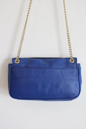 MICHAEL Michael Kors Blue Pebble Leather Gold Chain Fulton Blue Shoulder Bag Purse