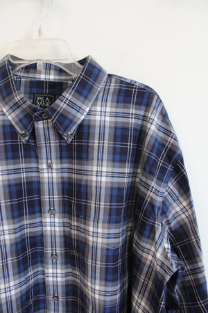 Jos. A. Bank Traveller Blue & White Plaid Button Down Shirt | 2X