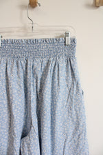 American Eagle Blue & White Floral Flowy Cotton Pants | M