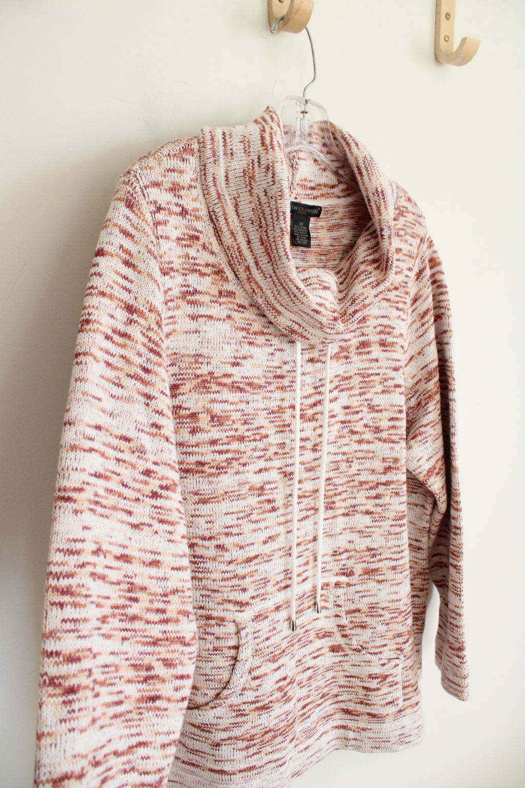 Preswick & Moore Dusty Rose Orange & Ivory Patterned Cowl Neck Sweater | 2X