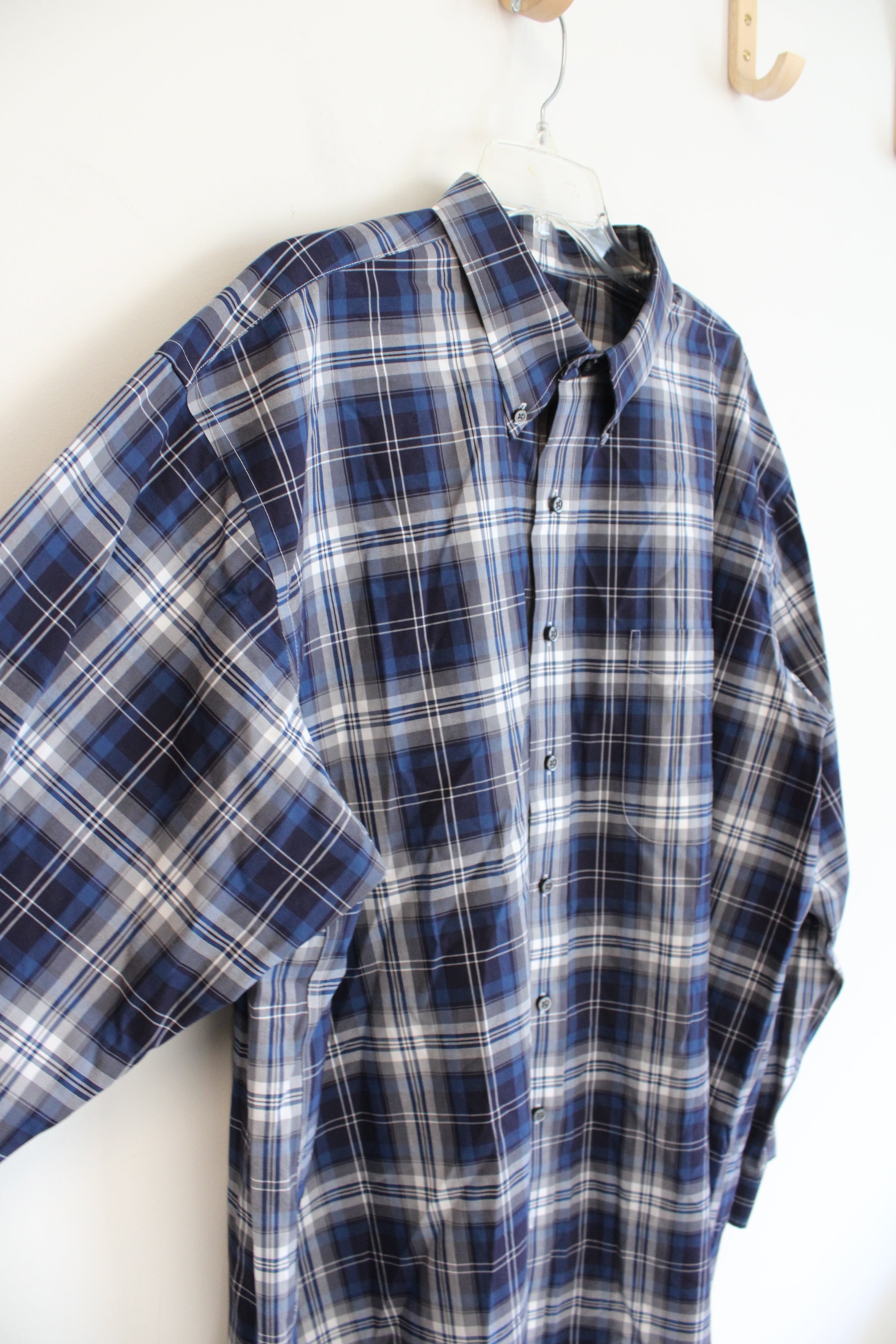 Jos. A. Bank Traveller Blue & White Plaid Button Down Shirt | 2X