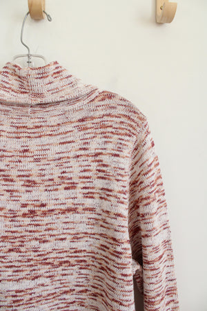 Preswick & Moore Dusty Rose Orange & Ivory Patterned Cowl Neck Sweater | 2X