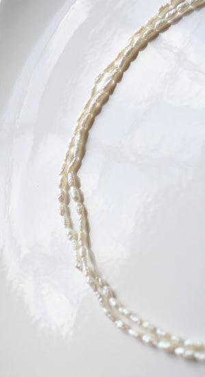 Mini Ivory Baroque Pearl 14K Yellow Gold Clasp Necklace