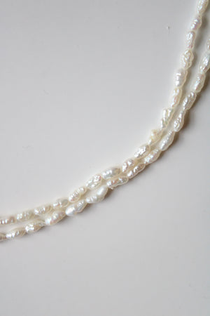 Mini Ivory Baroque Pearl 14K Yellow Gold Clasp Necklace