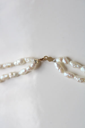 Mini Ivory Baroque Pearl 14K Yellow Gold Clasp Necklace