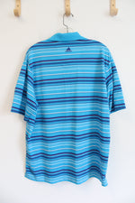 Adidas Blue Striped Golf Polo Shirt | L