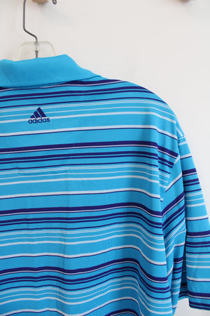 Adidas Blue Striped Golf Polo Shirt | L