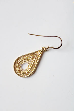 Teardrop Gold Delicate Sterling Silver Dangle Earrings