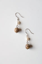 Jasper & Genuine Pearl Dangle Earrings