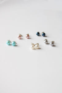 Genuine Multi-Colored Pearl Stud Earrings | Set Of 5