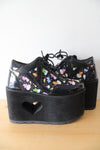 YRU Qozmo Care Bears Black Platform Patterned Sneaker Shoes | Size 6