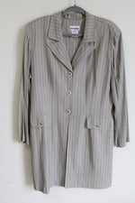 Vintage Perceptions By Irene B. Gray & Tan Striped Long Blazer | 18