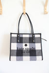 Kate Spade Black & White Checkered Leather Trimmed Ella Tote