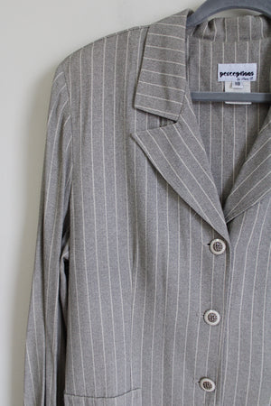 Vintage Perceptions By Irene B. Gray & Tan Striped Long Blazer | 18