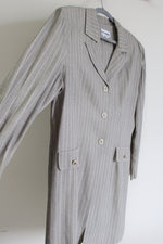 Vintage Perceptions By Irene B. Gray & Tan Striped Long Blazer | 18